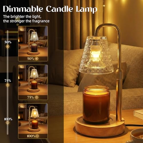 Glimra 2 Pack Candle Warmer Lamp with Timer,Dimmable Adjustable Height Candle Heater Birthday Gifts for Women Mom Sister F...