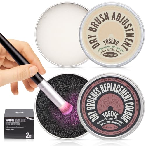 Yoseng 2 Pack Dry Brush Cleaner Sponge for Makeup & Art - Dual Texture Palette (White Soft/Black Hard) | Reusable Color Sw...