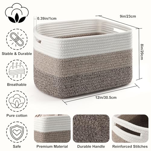 4 Pack Storage Baskets for Organizing, 12''Lx9''Wx8''H Woven Baskets for Storage Toys, Towels, Books, and Clothes, Cotton ...