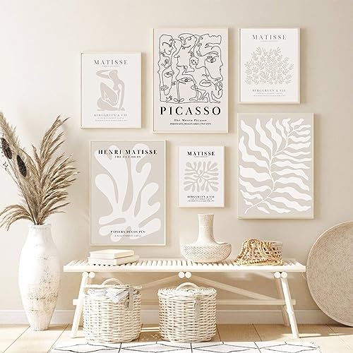Youillne Henri Matisse Wall Art Prints Flower Abstract Canvas Pictures Aesthetic Beige Wall Art Decor Matisse Picasso Post...