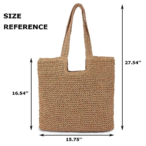 COZYOFFI Straw Beach Tote Bag: Large Summer Boho Woven Bags - Rattan Handmade Shoulder Handbags for Women