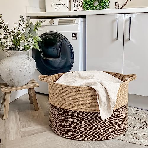 Goodpick Extra Large Wicker Storage Basket, 83L Woven Blanket Storage for Living Room, Round Baby Basket for Clothes, Big ...