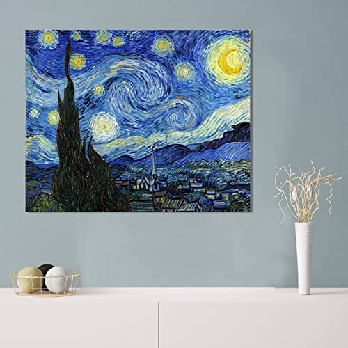 Van Gogh Canvas Wall Art: Starry Night Landscape Painting Picture Reproduction Room Decor - Famous Art Prints Modern Artwo...