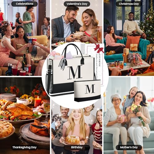 BAGAIL Personalized Initial Tote Bag,Birthday Gifts for Women, Monogrammed Beach Bag for Mom, Teachers, Friends