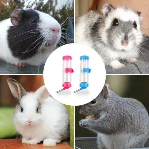 2 PCS Cage Water Bottle No Drip Small Animal Water Bottle Pet Water Bottle for Rabbit Guinea Pig Hedgehog Squirrel Hamster...