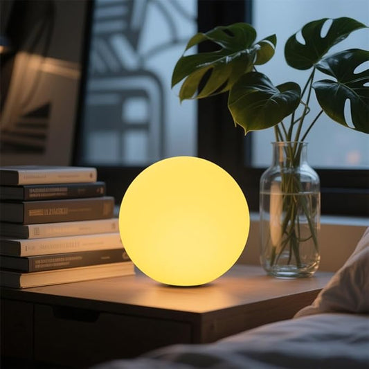 6-in Cordless LED Globe Orb Light for Kids, RGB Color Changing Orb Night Light Mood Lamp w/Remote, Rechargeable LED Ball N...