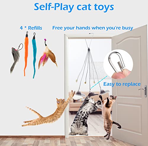 Fashion's Talk Cat Toys 50 Pcs for Indoor Cats,Interactive Door Hanging Mice Feather Toy Cat Spring Toy Cat Wand Catnip Cr...