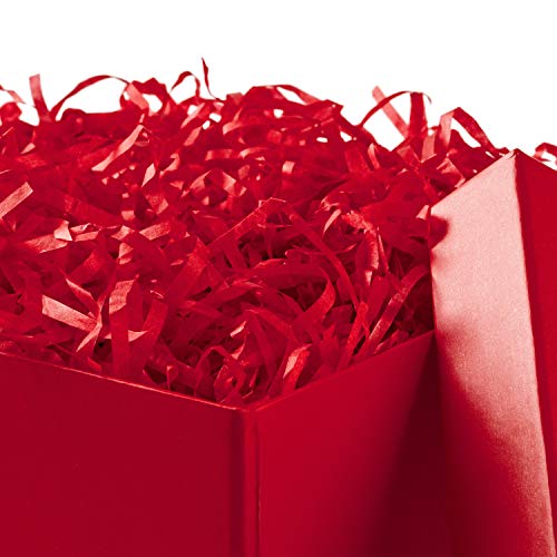 Hallmark Medium Gift Box with Lid and Shredded Paper Fill (Red 7 inch Box) for Birthdays, Graduations, Anniversaries, Chri...