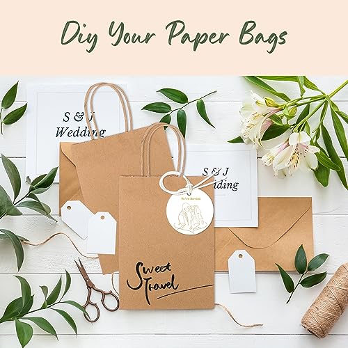 GSSUSA Brown Paper Bags 5.25x3.75x8 20Pcs, Small Gift Paper Bag with Handles Bulk, Graduation Gift, Sturdy Kraft Paper, Re...