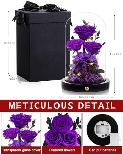 Agrul Mothers Day Flowers Roses Gifts for Mom,Forever Preserved Flower Rose in Glass Dome,Fresh Flowers for Delivery,Mothe...
