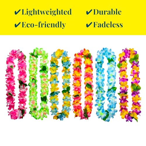 GoodUping 12 Counts Thickened Hawaiian Leis, Perfect Luau Party Supplies for Summer Beach Vacations, Essential Party Decor...