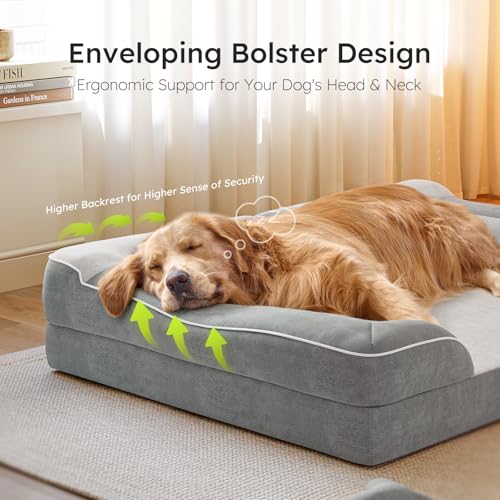 CWAWZ Extra Large Dog Bed, Orthopedic Dog Bed with Cooling Gel Memory Foam, Waterproof XL Pet Bed with Removable Washable ...