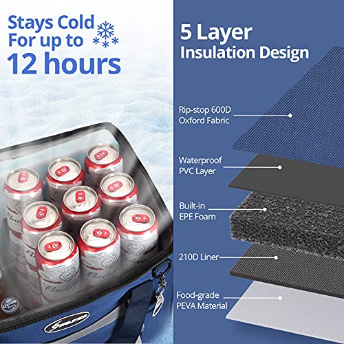 Maelstrom Collapsible Soft Cooler Bag,35/55/75 Cans Beach Cooler with Flip Top Lid, Ice Chest, Leakproof & Portable for Be...