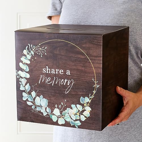 Kate Aspen Celebration of Life Memory Funeral Guest Book and Box for Memorial Service Bereavement Cards, Prayer Cards - Ha...