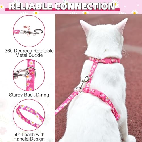 KOOLTAIL Cat Harness and Leash Set Escape Proof with Airtag Holder Collars (3 in 1), Comfortable Lightweight Adjustable Ki...