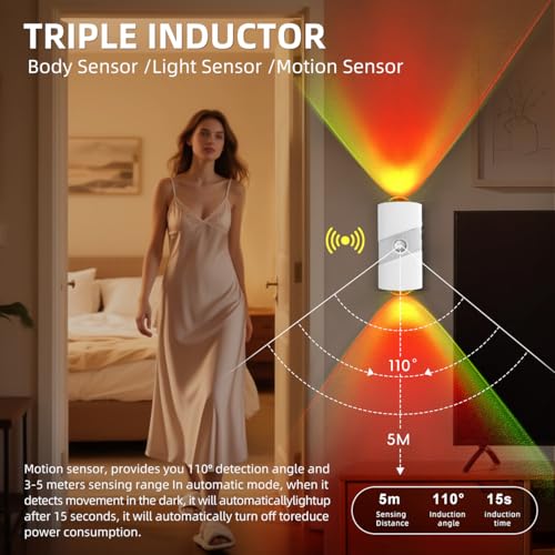 Rechargeable RGB Motion Sensor Night Light, Color Changing LED Night Light with Stick-on Magnet, 4-Level Adjustable Bright...