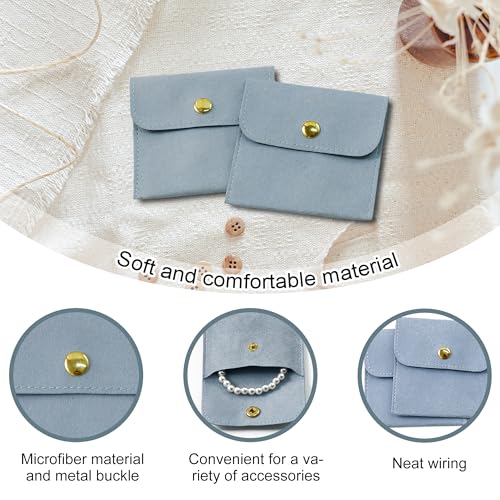 40pcs Blue Microfiber Jewelry Pouch Button Bag 8 x 8cm, Jewelry Packaging Bag Luxury Small Favor Bags Jewelry Gift Bags fo...