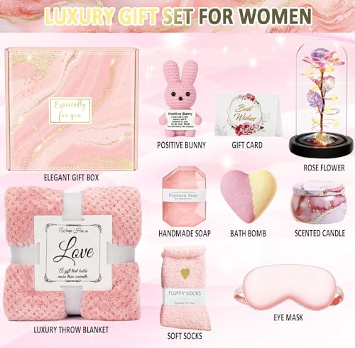 Mothers Day Birthday Gifts for Women Friend Wife Mom Girlfriend Daughter Relaxing Spa Care Package With Luxury Flannel Bla...