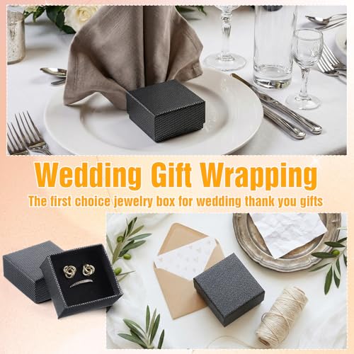 100pcs Jewelry Ring Gift Box 2''x 2''x1''Cardboard Earring Ring Boxes Small Black Gift Box with Velvet &Sponge Liner Jewel...