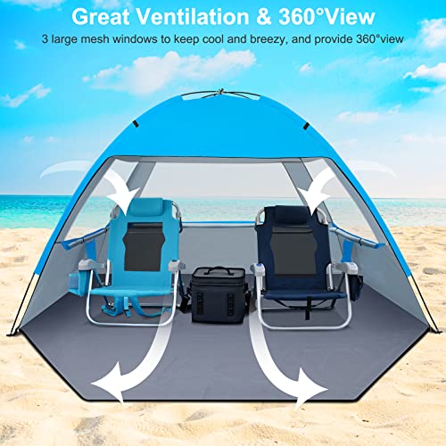 Gorich Beach Tent Sun Shelter for 3/4/6/8/10 Person with UPF 50＋ UV Protection, Lightweight & Easy Setup Beach Shade Canop...