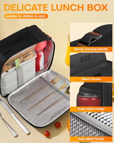 HOTOR Lunch Bag for Men & Women - Large Capacity Insulated Lunch Bag with Mutiple Pockets, Wear-Resistant Cooler Lunch Box...