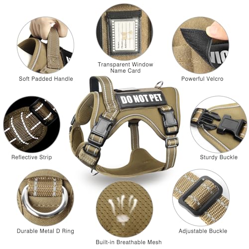MOOGROU Tactical Dog Harness and Leash Set for Large Dogs,Heavy Duty No Pull Service Dog Vest and 10 Patches with Dog Seat...