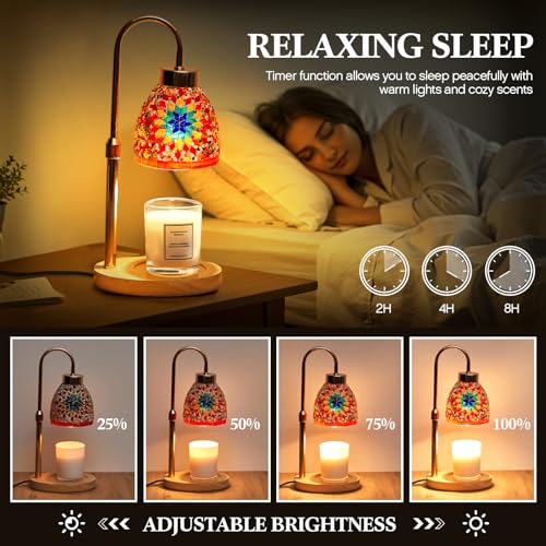 Baquler Turkish Candle Warmer Lamp with Timer Electric Dimmable Candle Warmer Turkish Table Lamp Adjustable Height Morocca...