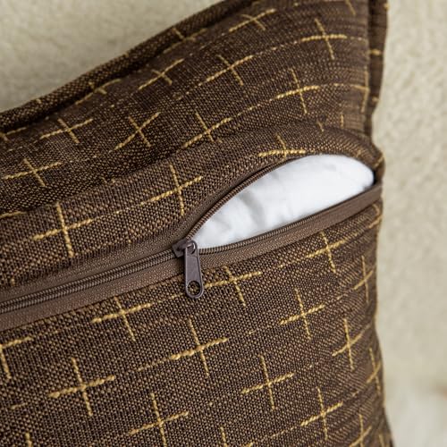 MANDIOO Pack of 2 Burlap Linen Throw Pillow Covers Woven Textured Modern Farmhouse Cushion Covers Pillowcase Decorative Co...