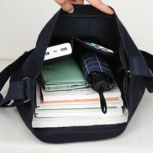 Covelin Women's Retro Large Size Canvas Shoulder Bag Hobo Crossbody Handbag Casual Tote