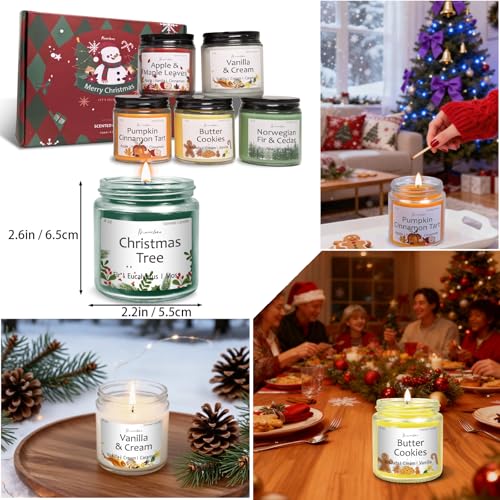 Christmas Candles Scented Candle Set: 6 Pack Christmas Scents Candle Bulk Home Scented - Holiday Candle Gifts for Women an...