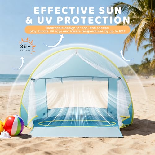 Senodeer Baby Beach Tent, Pop Up Play Tent for Infants, UV Protection Sun Shelter for Toddlers, Infant Portable Sun Shade