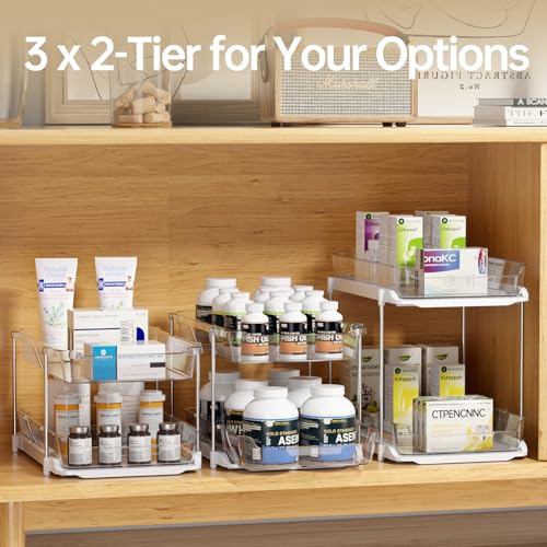 Delamu 2 Sets of 3-Tier Bathroom Under Sink Organizers and Storage, Multi-Purpose Stackable Pantry Organization and Storag...
