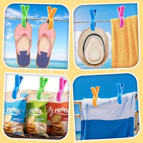 Large Beach Towel Clips for Beach Chairs, 8 Pcs Towel Holder for Beach Chair Pool Chair on Cruise, Jumbo Size Heavy Duty C...