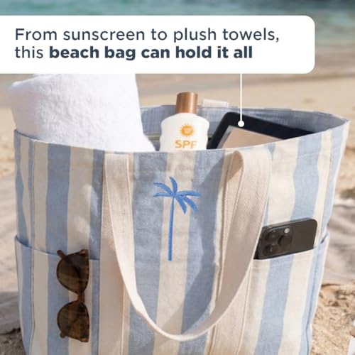 Folkulture Beach Bags for Women Large Waterproof Beach Tote Bag Zipper Beach Bags Waterproof Sandproof