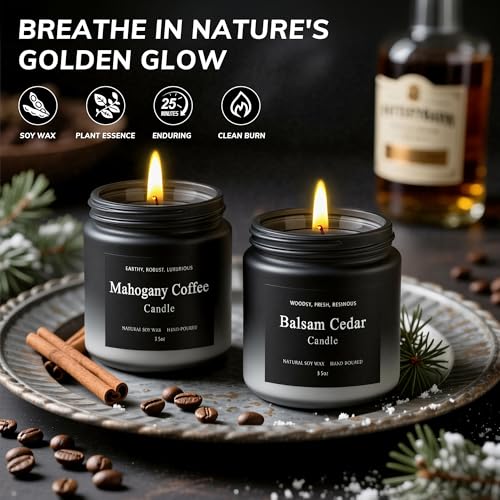 6 Pack Men Candles for Home Scented, Soy Wax 200 Hour Long Lasting Candle, Soy Candle Gifts Set for Birthday, Valentine, C...