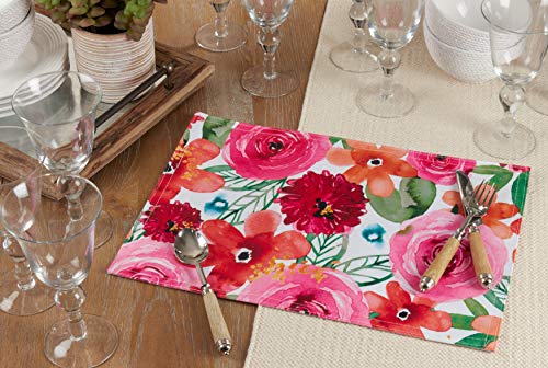SARO LIFESTYLE Santa Monica Floral Placemat (Set of 4), Multi, 13"x19"