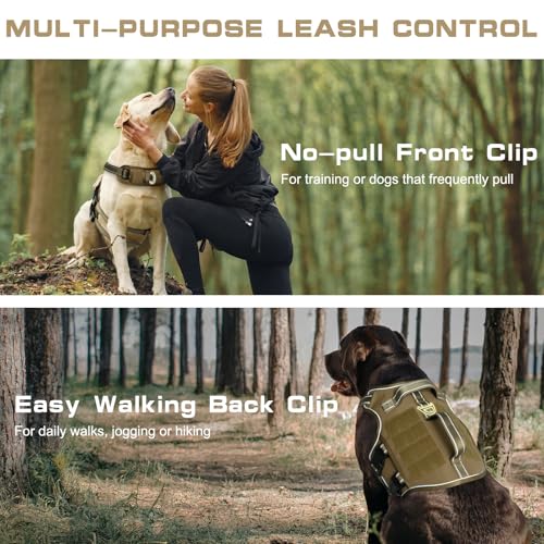 Dog Harness for Large Dogs Heavy Duty, No Pull Tactical Dog Harness with Molle System, Easy On and Off Service Dog Vest, B...