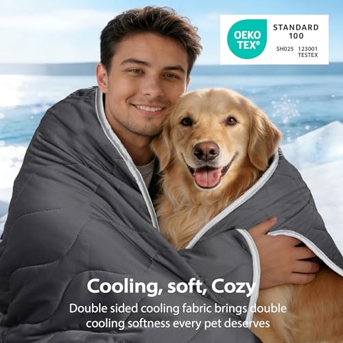 ZAKAPAWS Cooling Blanket for Dogs - Q-MAX>0.4, Lightweight Pet Throw Blanket Furniture Protector, Breathable Fill and Soft...