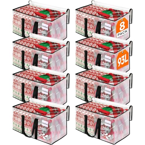 BlissTotes Moving Bags, 93L 8-Pack Storage Bags, Moving Box Heavy Duty Extra Large, Moving Totes with Zipper, Reinforced H...