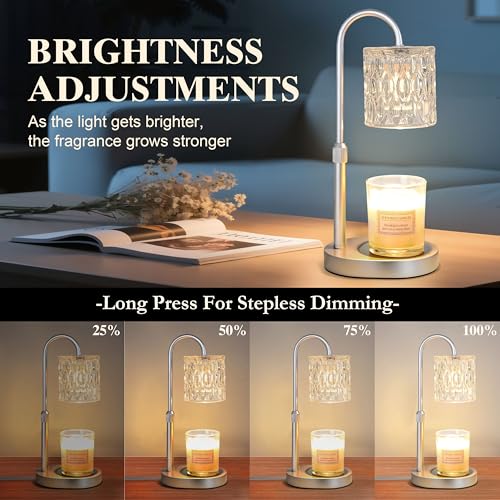 Dreamholder Electric Candle Warmer Lamp with Timer & Dimmer, Adjustable Height Wax Melt Warmer for Jar Candles, Wood Base ...