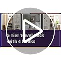 HOOBRO Blanket Ladder, 5-Tier Towel Rack with Hooks, Wall-Leaning Blanket Rack, Decorative Display Ladder Shelf, for Scarv...