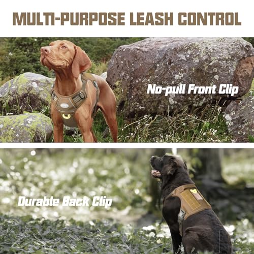 Auroth Tactical Dog Harness for Large Dogs No Pull Adjustable Pet Harness Reflective K9 Working Training Easy Control Pet ...