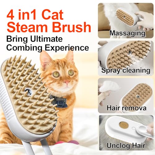 Farocup 4-in-1 Steam Brush for Dogs & Cats - Pet Grooming Brush with Steam, Deshedding, Bath Spray & Massage, Professional...