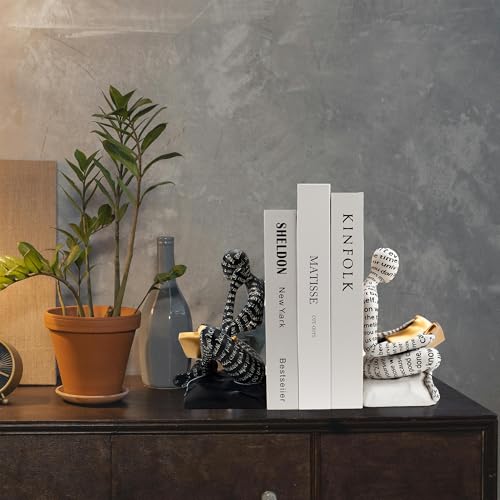 Heavy Duty Book Ends for Shelves, Thinker Decorative Bookends for Heavy Books, Unique Book Stoppers to Hold Book, Bookshel...