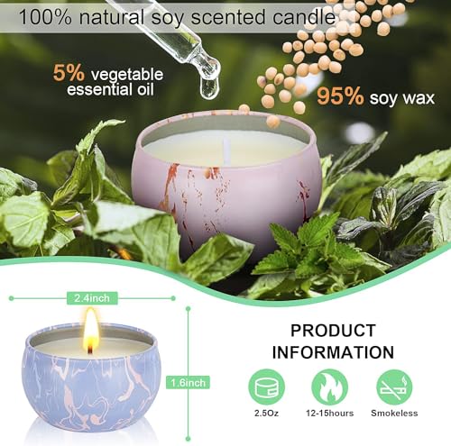 Scented Candles Gifts for Women, 9 Pack 2.5 oz Marble Aromatherapy Candle Set Natural Soy Wax Stress Relief Gift for Mothe...