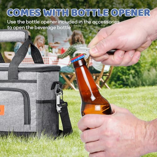 Insulated Cooler Bag for Men Women, 15L Soft Cooler Bag with Adjustable Shoulder Strap, Leakproof for Work, Camping, Trave...