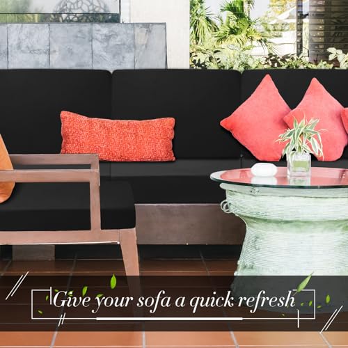 Newwiee Set of 4 Stretch Patio Cushion Covers Sofa Couch Seat Chair Slipcovers Cushion Cover Replacement Furniture Protect...