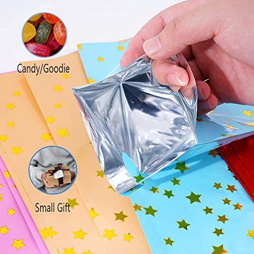 HABILE 48 pieces of thicker gift bags with handles, plastic party candy bags with sparkling stars, suitable for all kinds ...