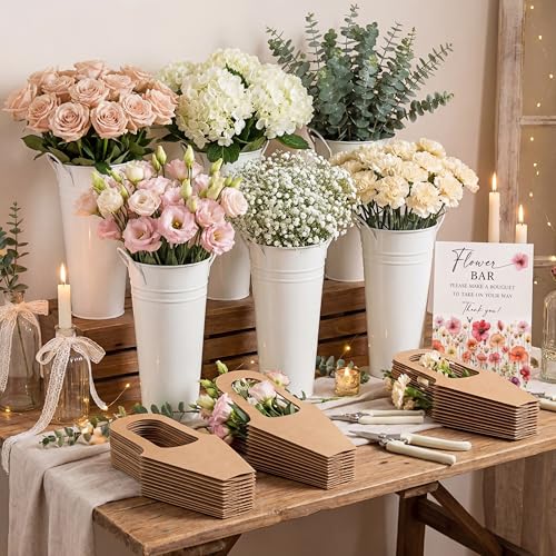 LEIFIDE Flower Bar Buckets Set Kit Bloom Bar Supplies Include Wood Sign Gift Bags Iron Bucket Garden Flower Shears for Wed...