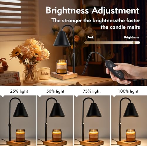 Electric Candle Warmer Lamp with Timer: Candle Warmer Lamp Adjustable Height for All Size Jar Candles, Dimmable Candle War...
